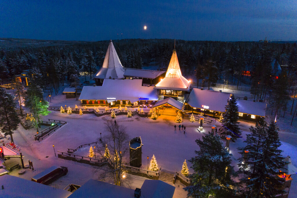 Santa Claus Village in Rovaniemi Lapland Finland in winter.